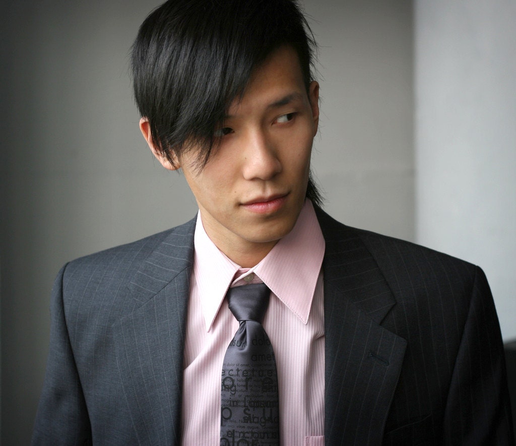 Mod screen printed necktie "Placeholder." Lorem Ipsum microfiber tie. Choose narrow, standard, skinny or extra long.