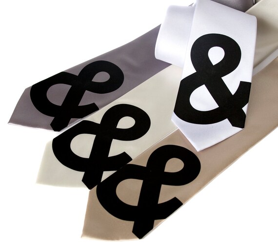 Ampersand necktie. Minimalist Helvetica "and symbol" screen printed typography nerd microfiber tie. Standard width.