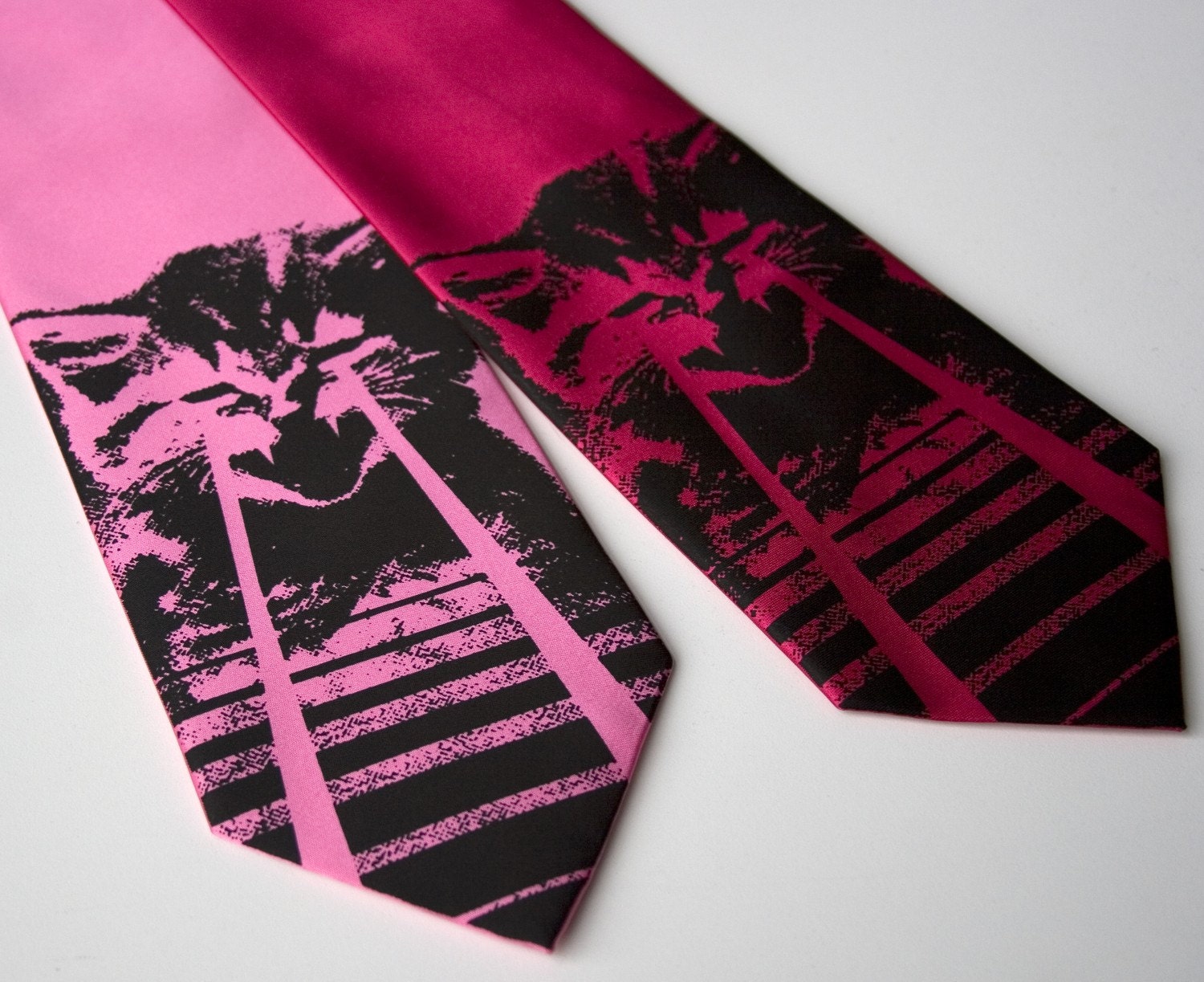 Laser Kitten tie. Men's silver silk necktie. omg cats. Regular width. Silkscreen tie. Choose more colors if you prefer.