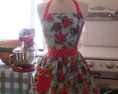 Apron Retro Christmas Blue Kitty CHLOE