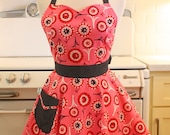 Retro Apron Pink Candy Flowers BELLA Full Apron