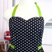 Plus Size Apron - Polka Dot Black White with Lime Green