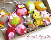 Set of 4 FUN ANIMALS Party Favors of your choice -  Pocket Pets, Collectible Felt Animals, Christmas Tree Ornaments, Party Decorations