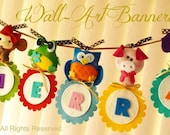 Unique Personalized Felt Animals Name Wall Art Banner - Decoration for Baby Nursery, Party, Kids Bedroom or Playroom (listing for 4 letters)