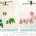 Musical ELEPHANT CARNIVAL Baby Mobile (Artist Choice Colors) -  for Modern Nursery, Baby Crib, Playroom (listing for one)
