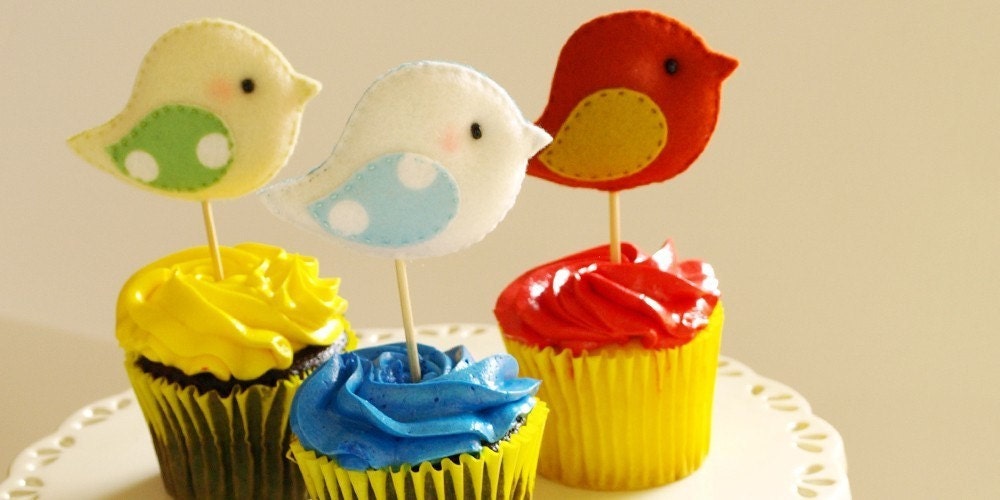 Little BIRD PARTY TOPPER - Unique Gift Favor and Cake Topper (listing is for one)