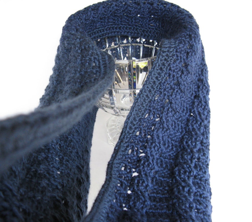 Crochet Cabled Scarf Pattern - Navy Blue - Unisex