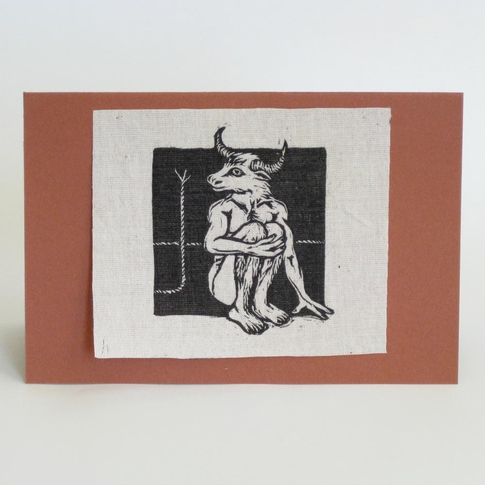 Minotaur Woodcut Patch