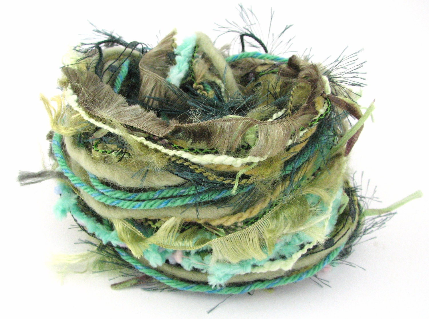 Specialty Yarn Inspiration Pack, Groovy Greens, 30 metres assorted yarns bundle, spring asparagus hunter jungle mint emerald embellishment