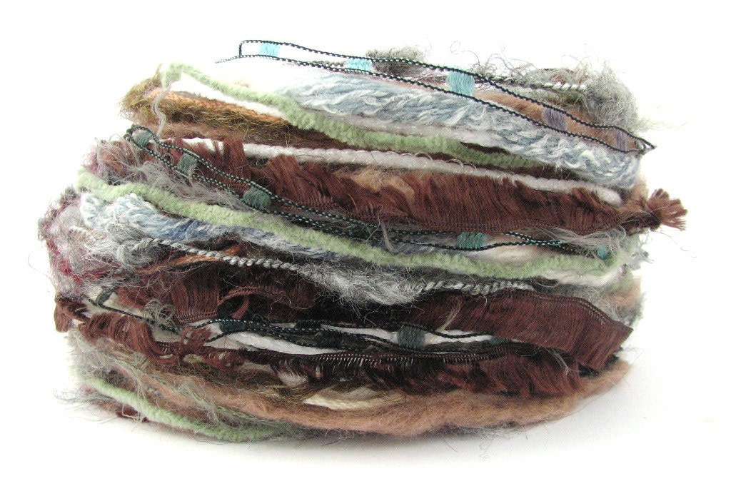 Creative Yarn Variety Pack, Hibernation, 30metres cut lengths, ice white stone grey earth brown, fancy textured wool