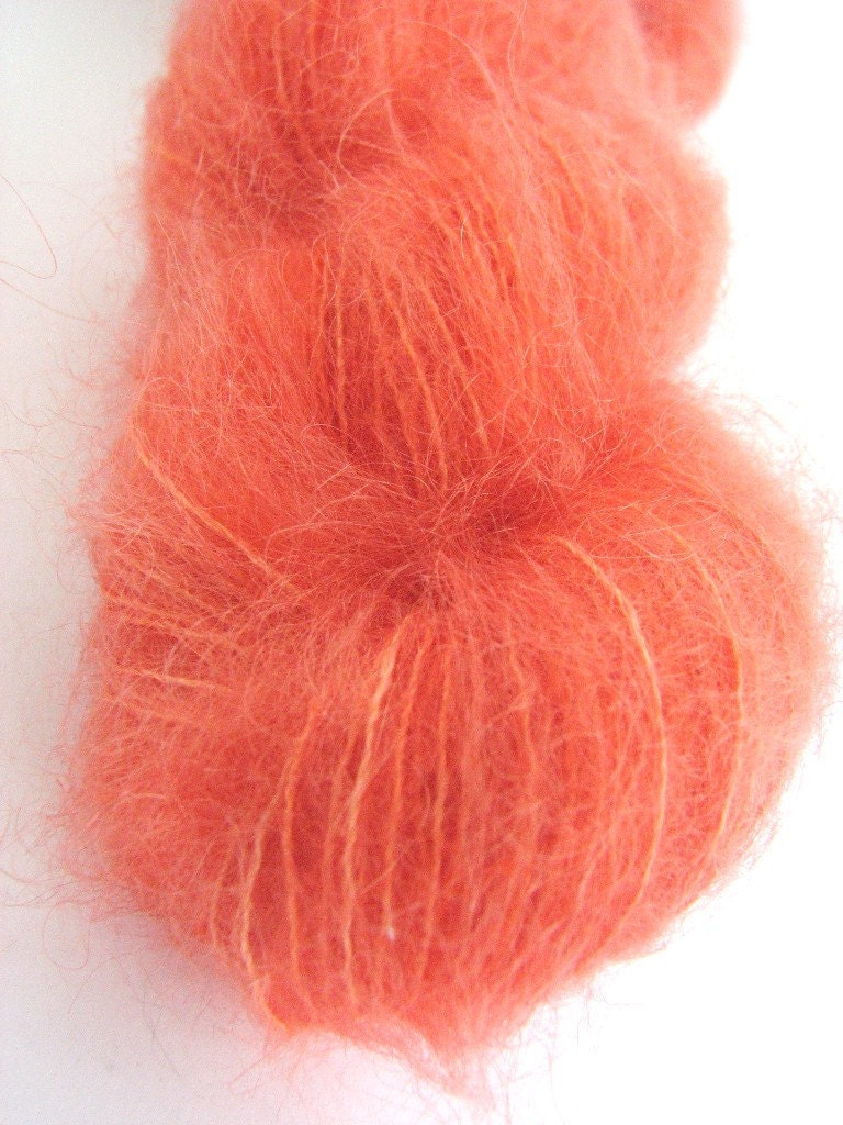 Fingering 4ply kid mohair silk yarn, hand-dyed, Tangerine Tango, knitting crochet wool, Perran Yarns, Orange Sorbet, pumpkin flame carrot