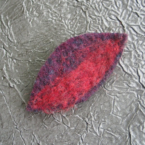 Autumn Leaf Pin Needlefelted with Wool