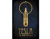Nikola Tesla 12x18 Scientific Art Print, Steampunk Rock Star Scientist Educational Poster