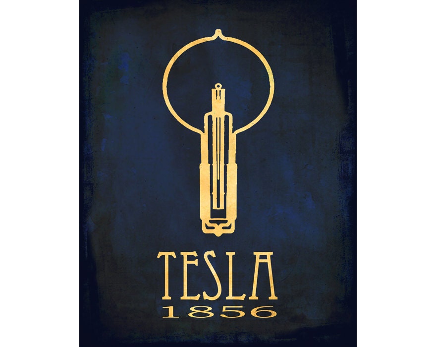 16x20 Steampunk Science Poster Nikola Tesla Art Print Rock Star Scientist Physics Diagram Educational Poster Light Bulb Geek Chic Nerd Decor