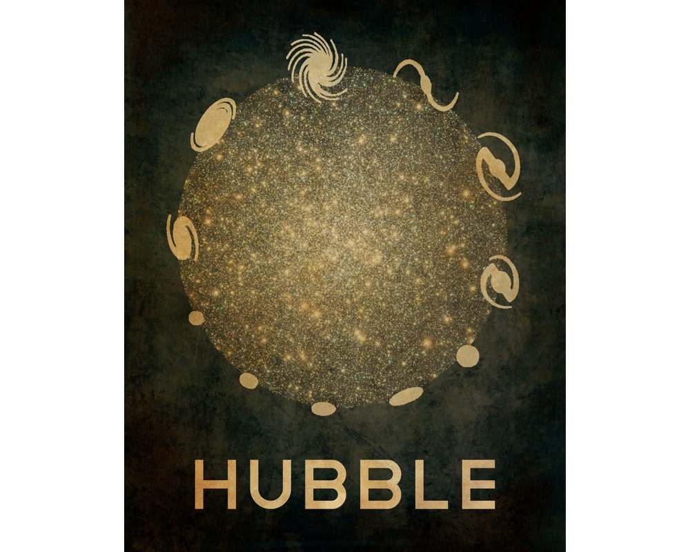 Edwin Hubble 16x20  - Rock Star Cosmic Pioneer Galaxies Fine Art Astronomer Steampunk Poster Print