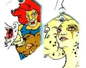 Thundercats HO - Lion-O & Cheetara - hand-painted enamel-like earrings