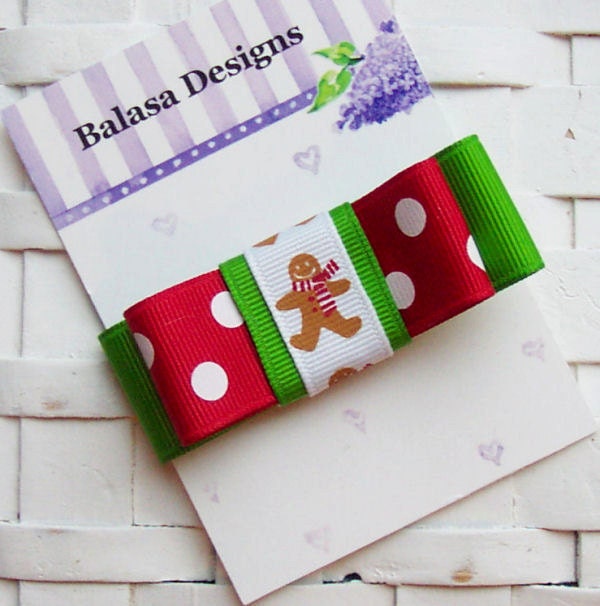 Boutique Christmas Gingerbread Tuxedo Hair Bow