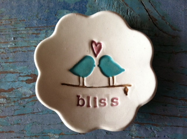 Engagement Gift Love Bird Ring Dish- Bliss by Chrissy Ann Ceramics The Original Love Bird Ring Bowl