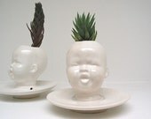 Modern White Baby Head Vase / Planter by Mudpuppy - Skinny neck