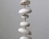 Mudpuppy Moon chimes organic hanging disc bells garden sculpture in Gloss White - Half Stack