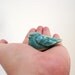 Pair of Ceramic Birds - Peking Turquoise Blue Crackle Glaze