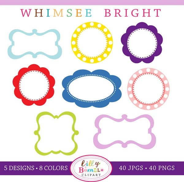 Instant Download Whimsee Bright Labels, tags, banners, for stationary, scrapbooking, cards Il_570xn