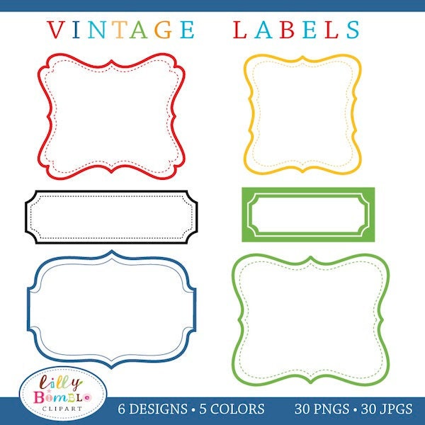 Vintage Labels 6 designs total 30 pngs, jpgs Commercial Use Included Il_570xn