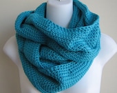 Turquoise Blue Infinity Scarf Eternity Loop Winter SAMANTHA Free Shipping