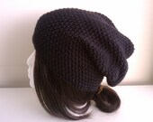 Solid Black Slouch Hat Beanie KRIS