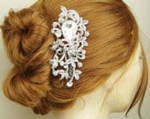 Vintage Style Wedding Hair Comb, Silver Filigree Art Deco Rhinestone Bridal Hair Comb, Old Hollywood Bridal Wedding Hair Accessories, NADIA