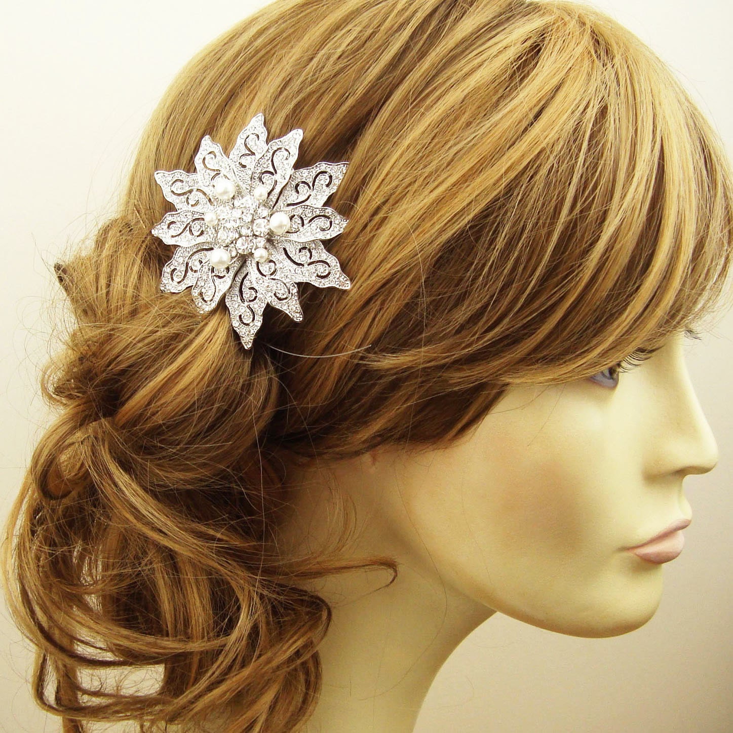 Bridal Hair Comb, Crystal Flower Hairpiece, Wedding Hair Accessories, Bridal Head Piece, Wedding Hair Comb, BRIANNA