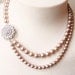 Vintage Style Wedding Jewelry, Champagne Pearl Wedding Jewelry, Champagne Bridal Necklace, Rhinestone Bridal Necklace, VICTORIA