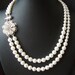 Vintage Bridal Necklace, Wedding Jewelry, Crystal Flower Necklace, Pearl Bridal Jewelry, KATHERINE