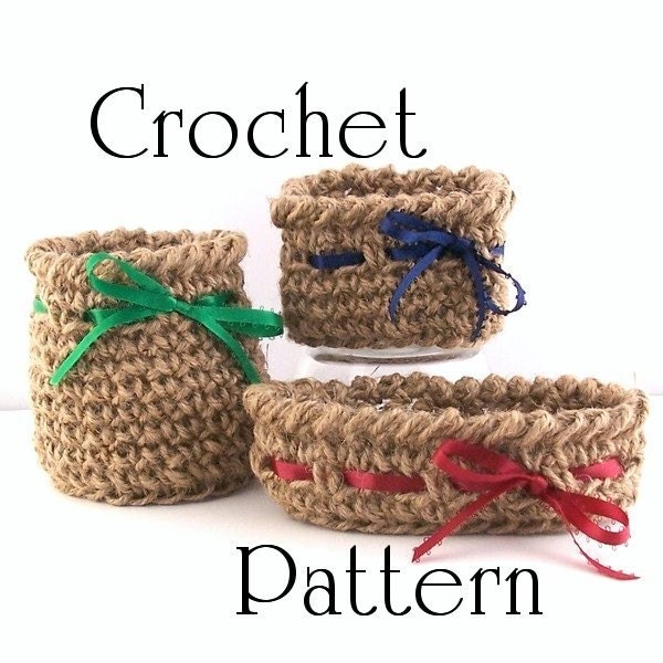 PATTERN Crochet Twine MINI BASKETS Trio Round by RedBerryCrochet