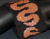 Wriggle ... Peyote Bracelet . Beadwoven Cuff . Shiny Copper . Matte Black . Snake . Glitzy . Glamorous . Wide . Stylish . Chic