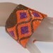 Fuchsia Diamonds ... Bracelet Cuff . Orange . Brown . Peyote . Wide . Beadwoven . Modern . Geometric . Bold