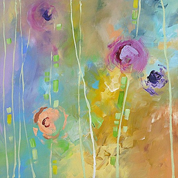 Contemporary  Gallery on Original Floral Painting Abstract Art Garden Landscape Flowers Acrylic