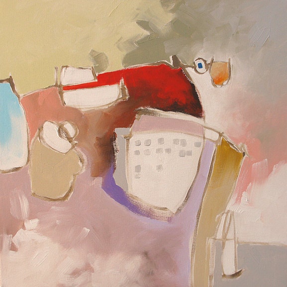 MOVING SALE - Painting Original Abstract Art Expressionist Acrylic Painting on Canvas Earthtones Red by Linda Monfort