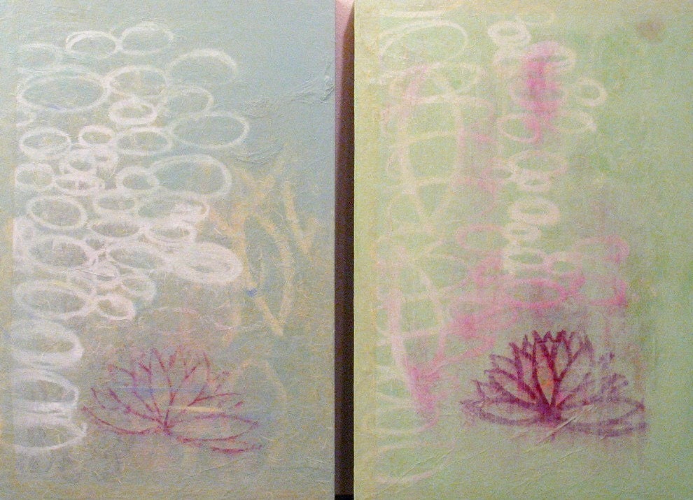 Original Paintings Diptych Abstract Large Wood Art by Aisyah Ang Mixed Media with Cert