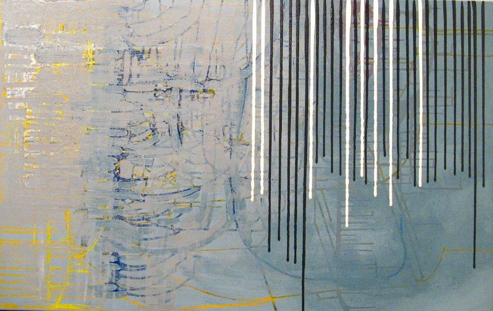 Original Painting Large Abstract Mixed Media Acrylic Art by Aisyah Ang Size 30x48 with Cert