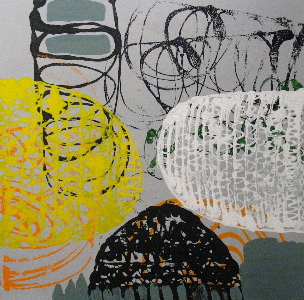 Original Painting Large Abstract Mixed Media Acrylic Art by Aisyah Ang Size 36x36 with Cert
