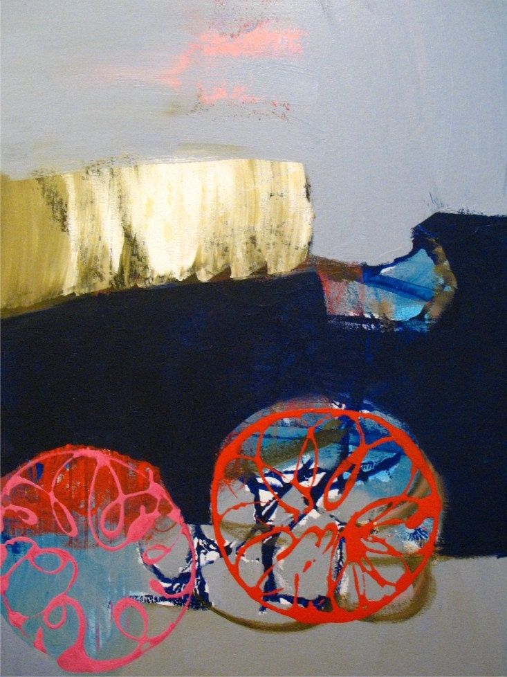 Original Painting Large Abstract Mixed Media Acrylic Art by Aisyah Ang Size 30x40 with Cert