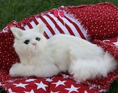 Cat Blanket in Red and White Stars and Stripes