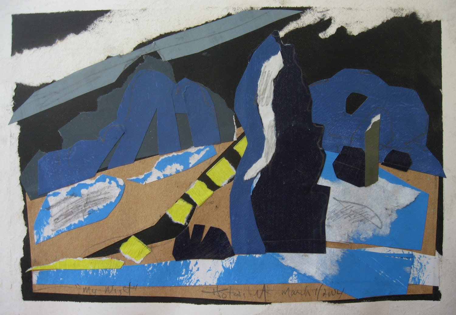 My Night, Original Collage on Paper, Stooshinoff