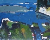 Cool Waters, Original Landscape Painting on Paper, Canadian