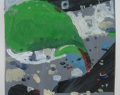 Aspen Shoot 2, Original Collage Landscape Painting on Paper