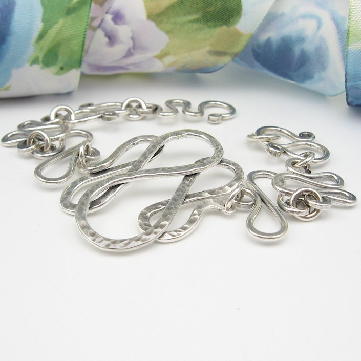 Hammered Sterling Wirework Bracelet, Hand-Forged Artisan Metalwork, Solid Silver