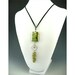 Ceramic Pendant, Peridot Gemstone Necklace, Sterling Silver Wirework