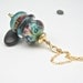 Teal and Raspberry Boro Lampwork Art Glass Necklace, Stacked Pendant, 14k Gold Fill Chain