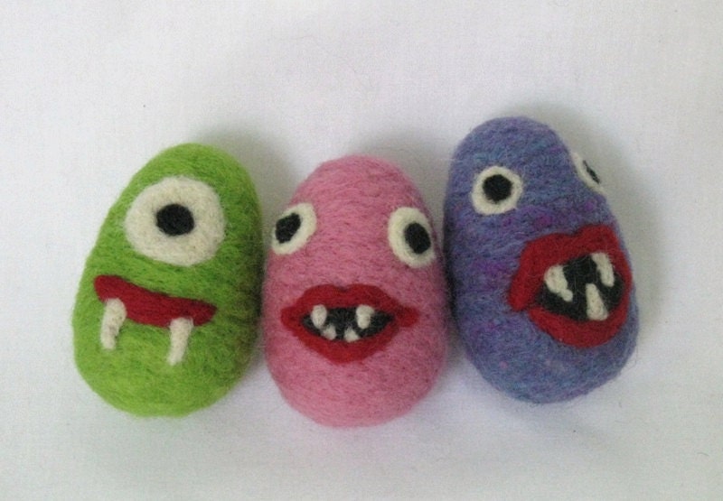 Needle Felted Monster Plush  - Girl Monster Stuffie -  Eco-Friendly Toy